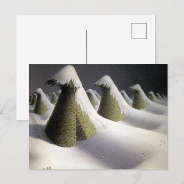 Winter's Silent Walk,januari av Grant Wood Vykort (Fram/baksida)