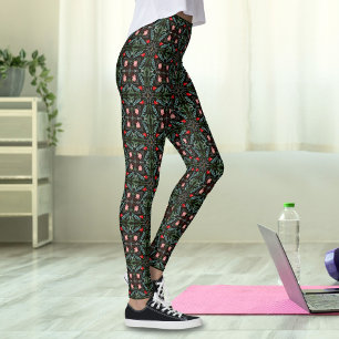 Winters Snöflingor, Poinsettias, kardinals Leggings