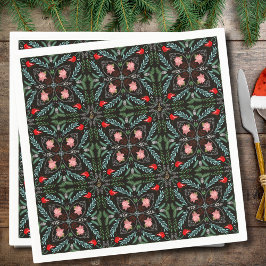 Winters Snöflingor, Poinsettias, kardinals Pappersservett