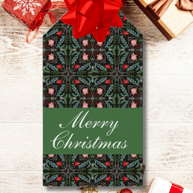 Winters Snöflingor, Poinsettias, kardinals Presentetikett (Skapare uppladdad)