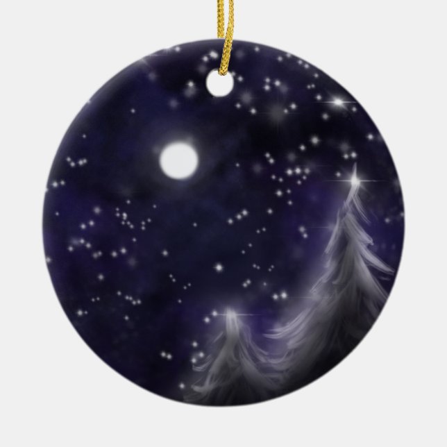 Winters Starry night - romantic Helgdag-scen Julgransprydnad Keramik (Framsidan)
