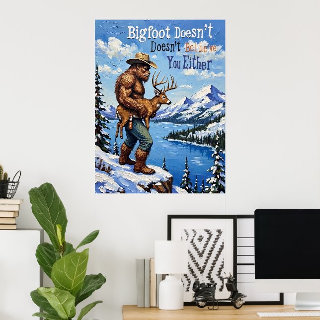 Winter's Vigil: Bigfoot's Snowy View Poster (Hemmakontoret)
