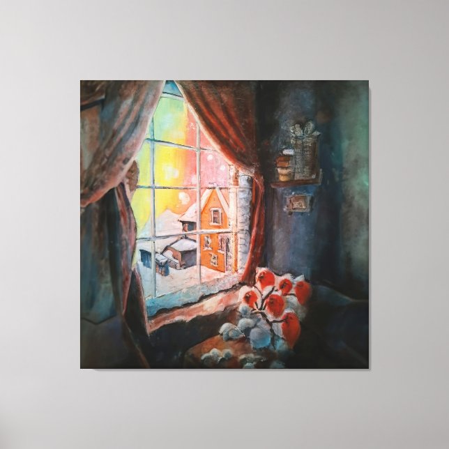 Winter's Whispers - Snowbound Serenity Art Print Canvastryck (Framsida)