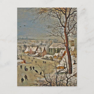 Winterscape på en damm med fåglar vykort