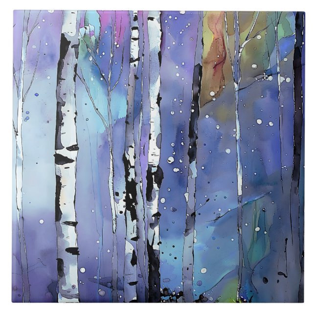 Wintersong i Birch Skogen Kakelplatta (Framsidan)