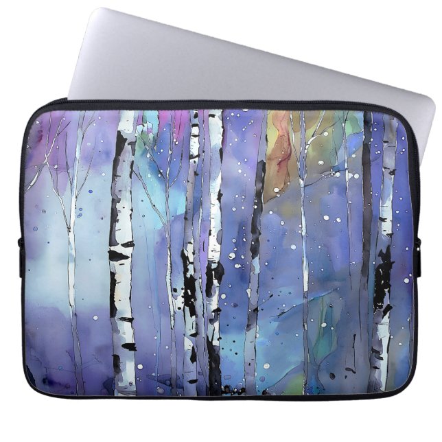 Wintersong i Birch Skogen Laptop Fodral (Framsidan)