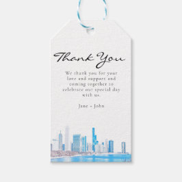 Wintertime Chicago Skyline Tack Gift Märkre Presentetikett