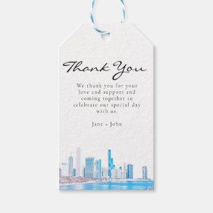 Wintertime Chicago Skyline Tack Gift Märkre Presentetikett