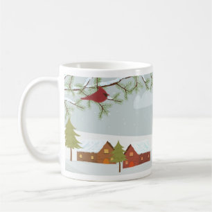 Wintertime Scene med Red Bird Mugg