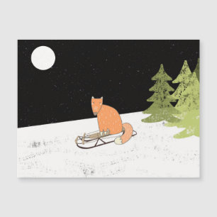 Wintertime - Sledding Fox - Illustration
