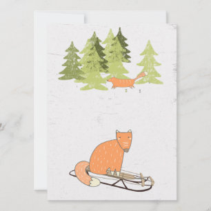 Wintertime - Sledding Fox - Illustration