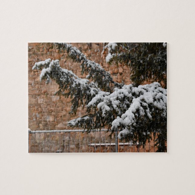 Wintertime , snö på träd pussel (Horisontell)