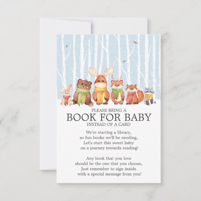 WinterWoodland Animals Boys Shower Bok för Baby Inbjudningar (Framsida)