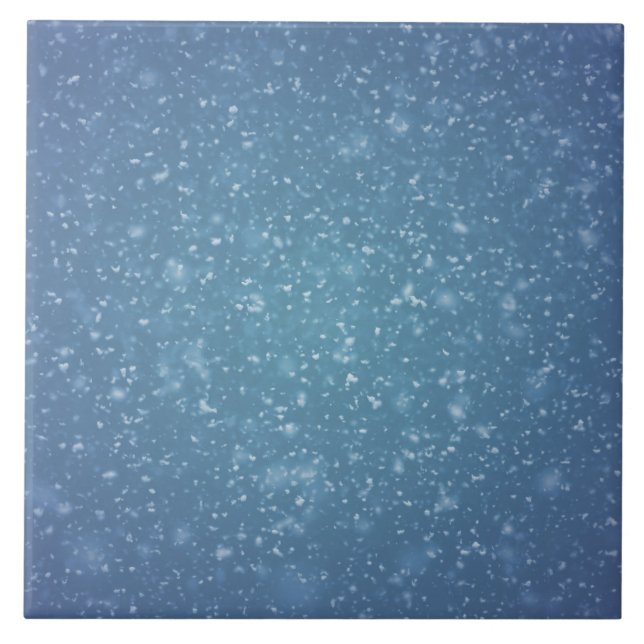 Wintery Blue Glitter Snö Struktur Kakelplatta (Framsidan)