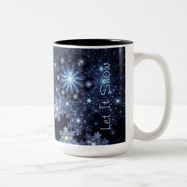 Wintery Blue Snöflingor Två-Tonad Mugg (Höger)