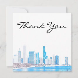 Wintery Chicago Skyline - tackeskort Tack Kort