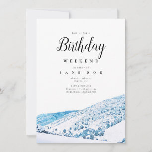 Wintery Colorado Mountains Birthday Helg Inbjudningar