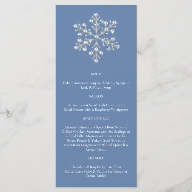 Wintery Crystal Snowflake Menu Meny (Framsida)