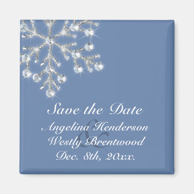 Wintery Crystal Snowflake Spara datum magneter (Framsidan)