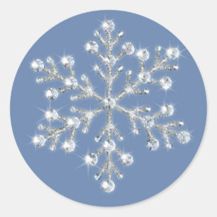 Wintery Crystal Snowflake Sticker Runt Klistermärke