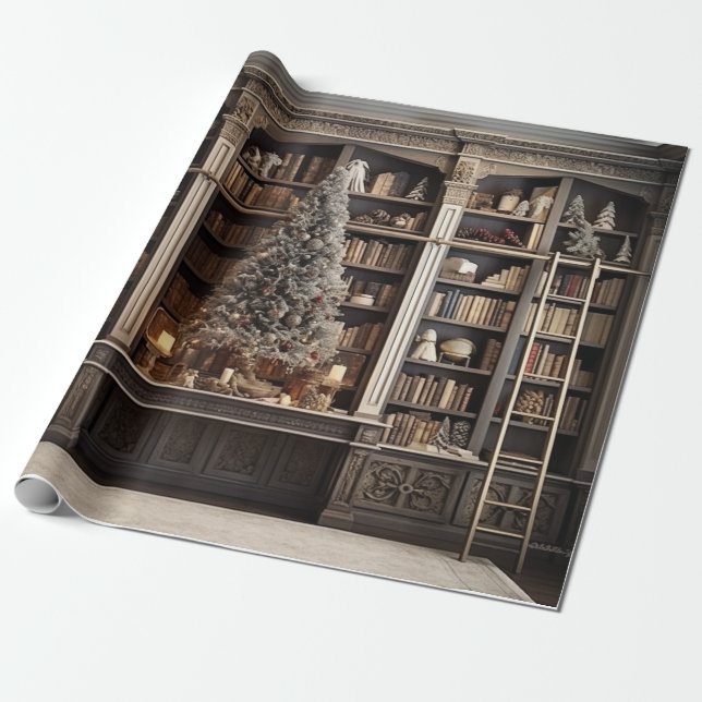 Wintery Elegant Bibliotek Presentpapper (Utrullad)