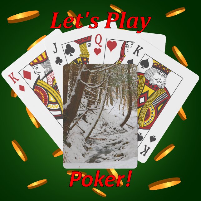 Wintery Forest Stream Scene med täckt snö Casinokort (Skapare uppladdad)