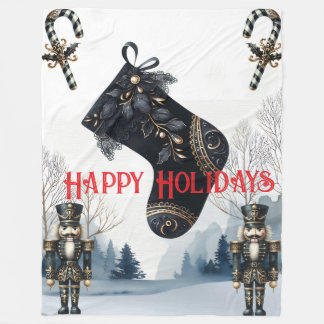Wintery Gothic Holiday Fleece Blanket