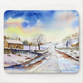 Wintery Lane Watercolor Landscape Paeing Musmatta
