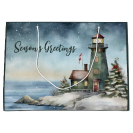 Wintery Lighthouse Season Greetings jul