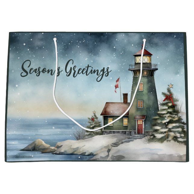 Wintery Lighthouse Season Greetings jul (Framsidan)