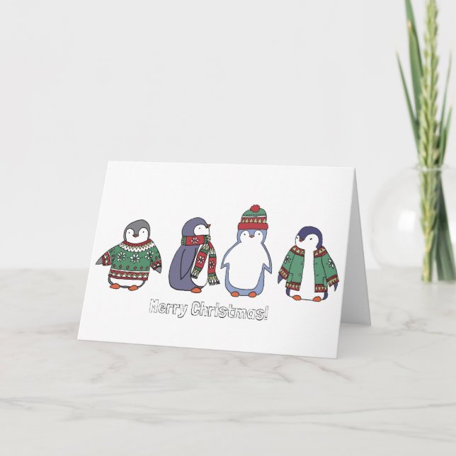 Wintery Penguins-kort Helgkort (Framsida)