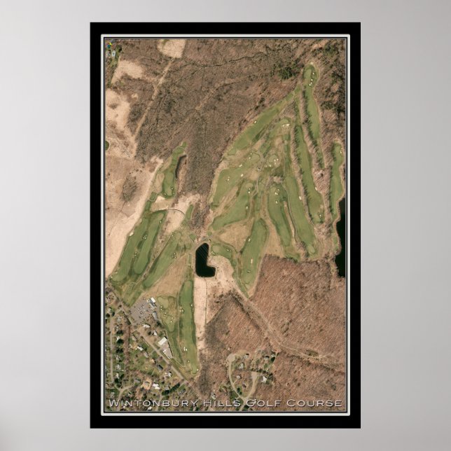 Wintonbury Backe Golf Course CT Satellite Karta Poster (Framsidan)