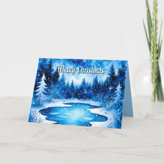 Wintry Frosted Christmas Holiday Card Helgkort