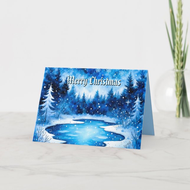 Wintry Frosted Christmas Holiday Card Helgkort (Framsida)