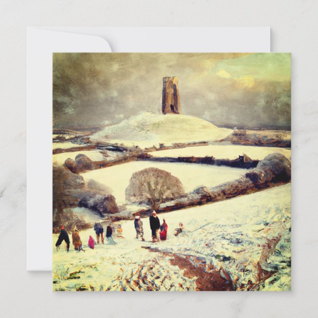 Wintry Glastonbury Tor Kort (Framsida)