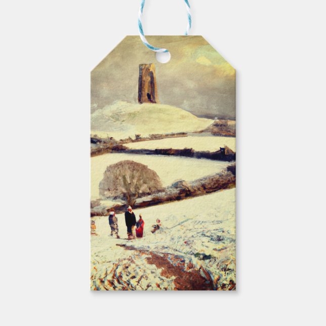 Wintry Glastonbury Tor Presentetikett (Framsidan)