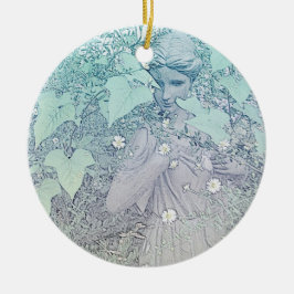 Wintry gudinna julgransprydnad keramik