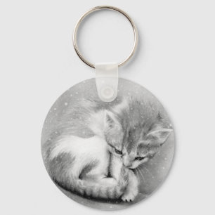 Wintry kattunge Keychain Nyckelring