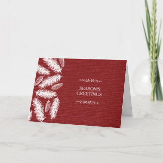 Wintry Red Pinecone jul Helgdag Corporate Helgkort