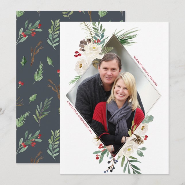 Wintry Wonderland Diamond Photo Helgdag Flat Card Inbjudningar (Fram/baksida)