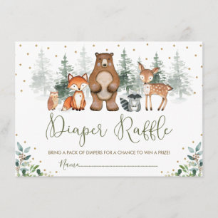 Wintry Woodland Forest Greenery Diaper Raffle Tilläggskort