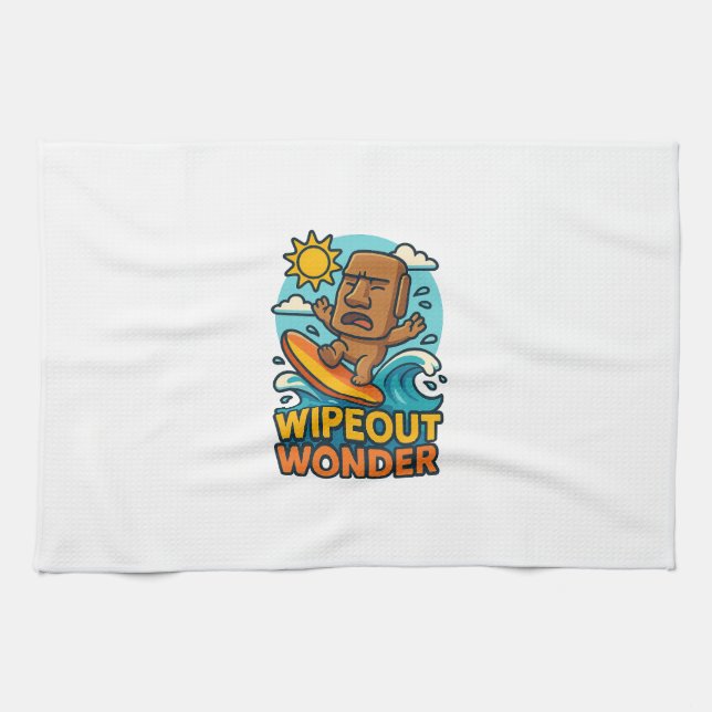 Wipeout Moai Chibi Surfa Misslyckas Kökshandduk (Horisontell)