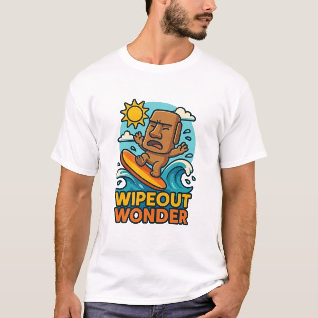 Wipeout Moai Chibi Surfa Misslyckas T Shirt (Framsida)