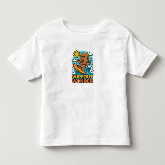 Wipeout Moai Chibi Surfa Misslyckas T Shirt (Framsida)