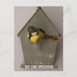 Wir sind umgezogen! - Postkarte (Vogelhaus) Vykort