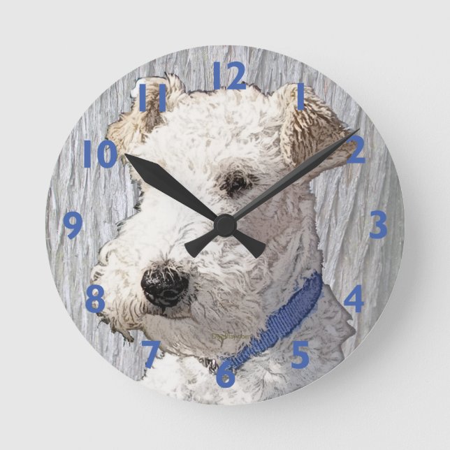 Wire Fox Terrier Art Rund Klocka (Framsida)