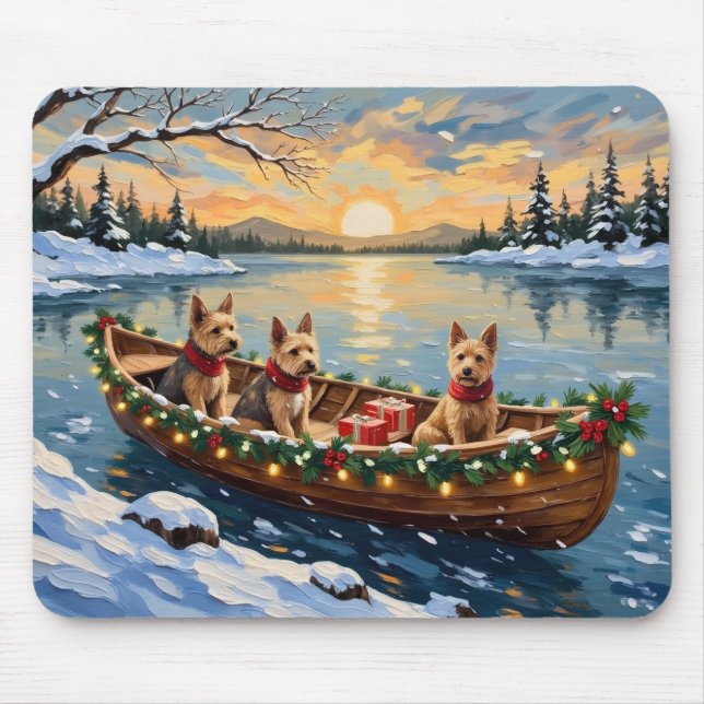 Wire Fox Terrier Christmas Boat Holiday Musmatta (Framsidan)