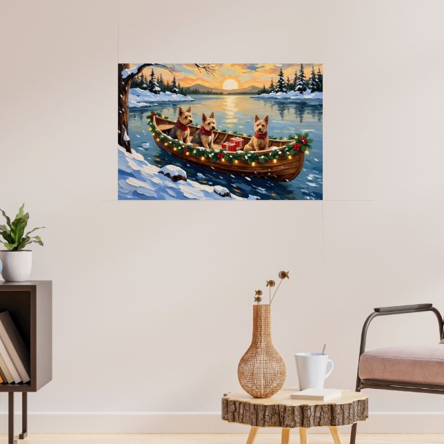 Wire Fox Terrier Christmas Boat Holiday Poster (Vardagsrum 3)