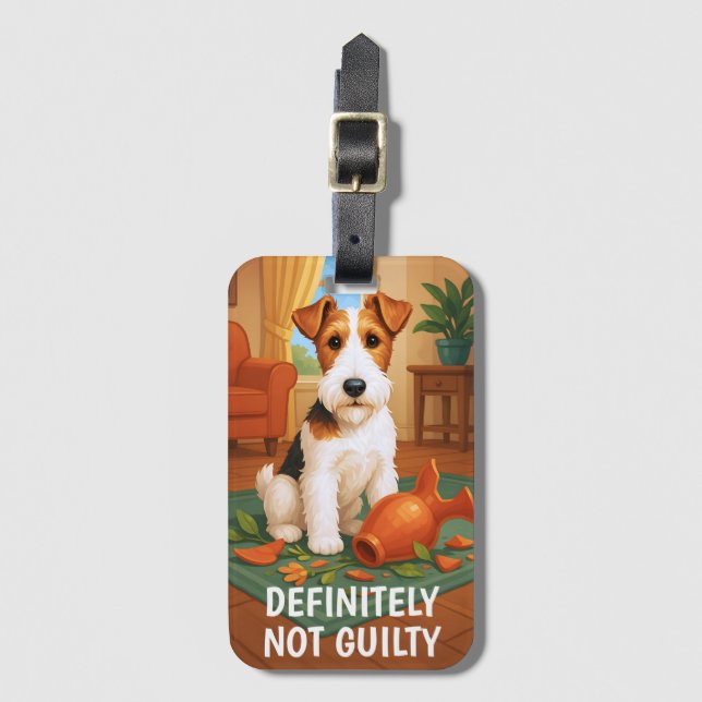 Wire Fox Terrier - Definitely Not Guilty Bagagebricka (Framsida vertikal)
