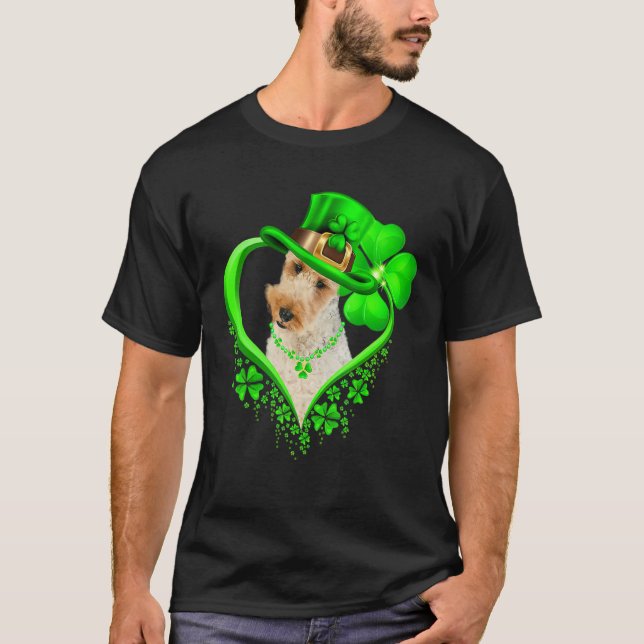 Wire Fox Terrier Dog St Patricks Day Lover Irish S T Shirt (Framsida)
